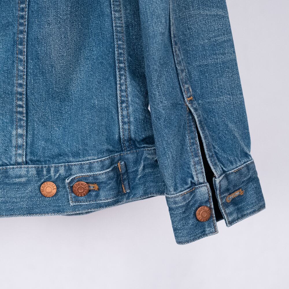 Madewell Denim 100% Cotton Jacket w/ Red Embroidery Right On Accent Women's XS - Picture 5 of 5